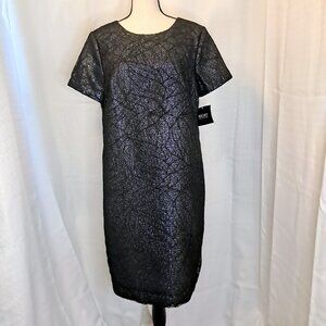 Bigio Collection Black Metallic Lace Sheath Dress Sz 10 Sparkly Cocktail Wedding